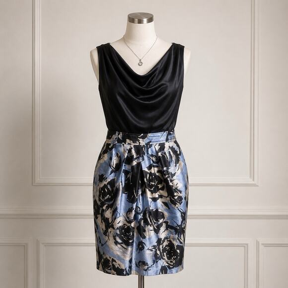 st john floral silk dress NWT St. John Collection Dress Women's Size 6 Blue Floral silk